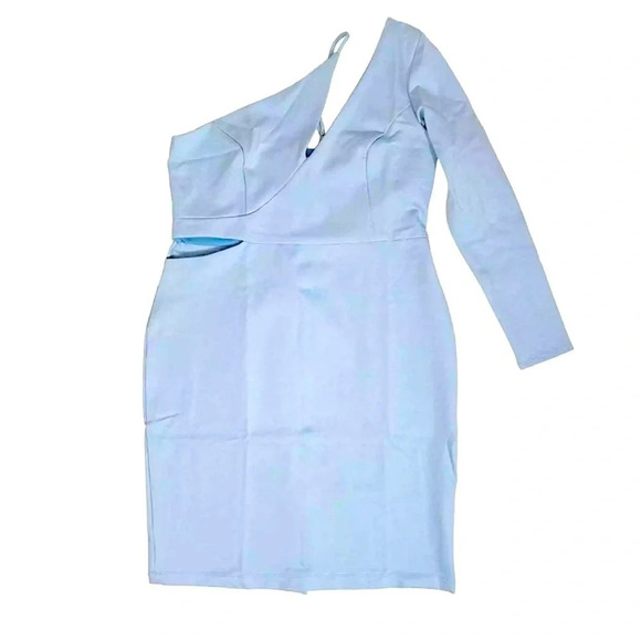 Chloe Kristyn One Shoulder Cutout Sheath Dress Light Blue 1X NWT Contemporary - Picture 1 of 1
